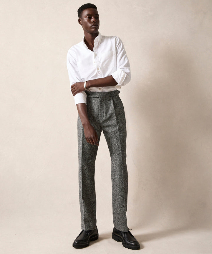 Mansur | Men's grey Donegal wool trousers