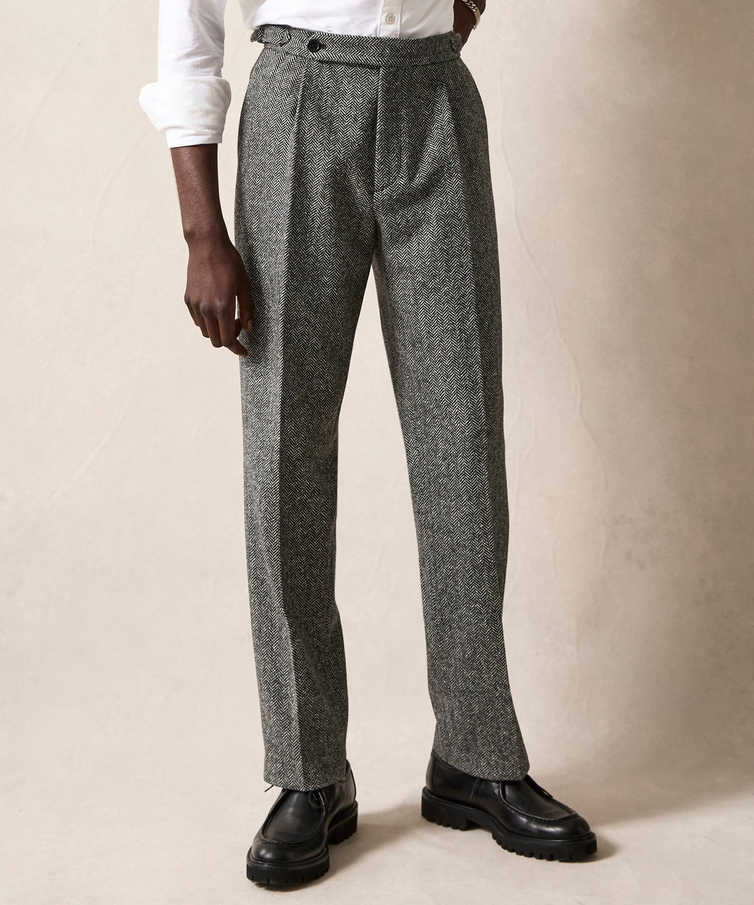Mansur | Men's grey Donegal wool trousers