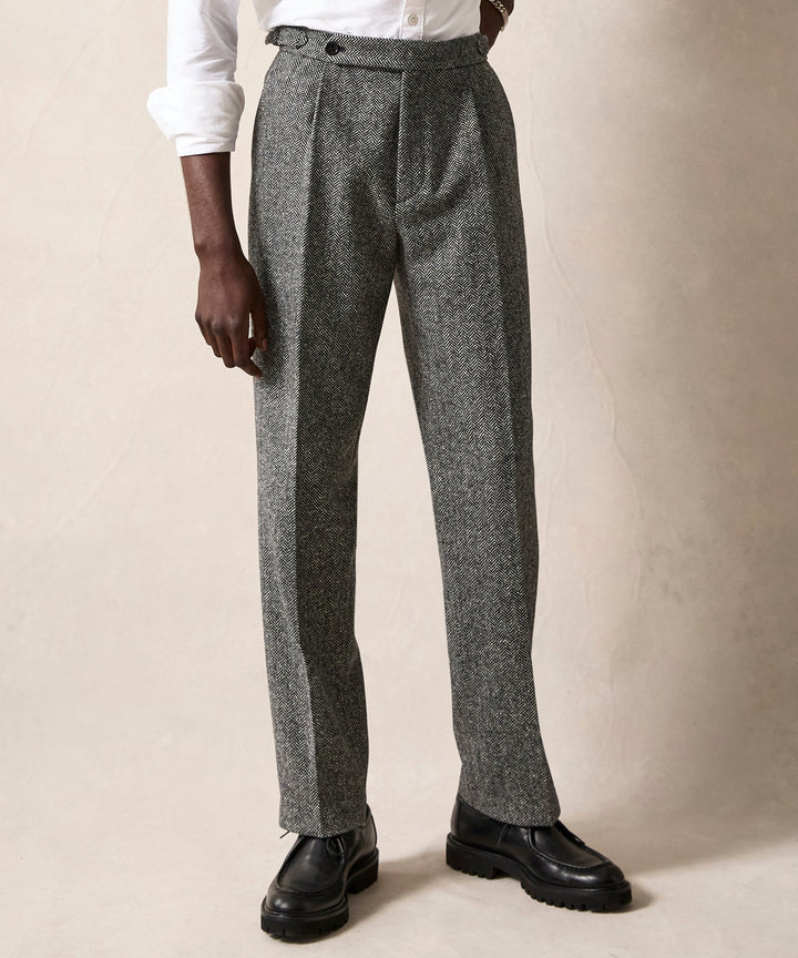Mansur | Men's grey Donegal wool trousers