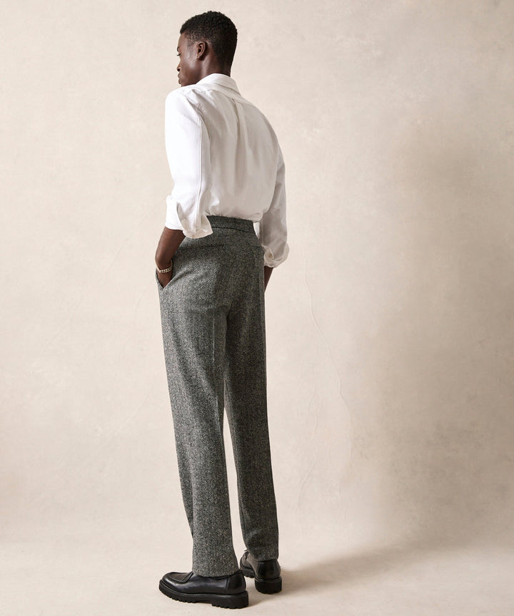 Mansur | Men's grey Donegal wool trousers