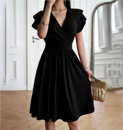 Legeres ausgestelltes Hochzeitsgastkleid für Damen | Mini