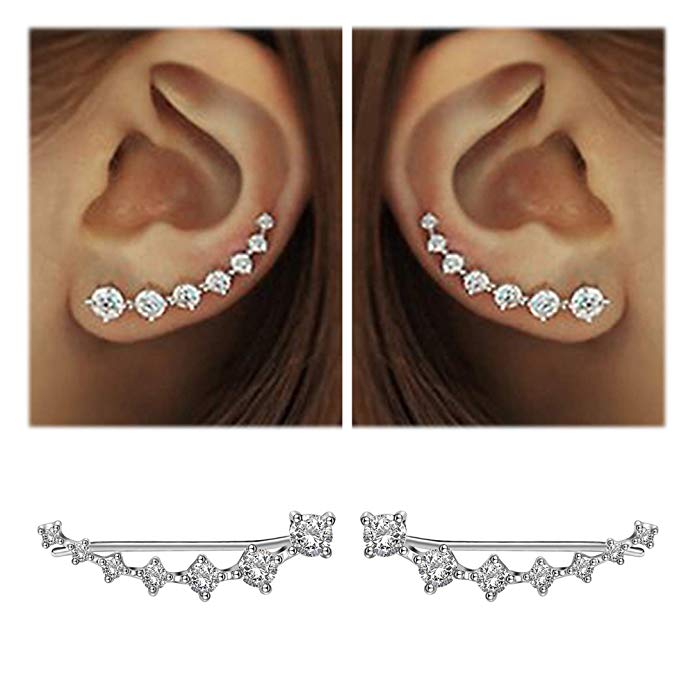 Sterling Silver 925 Earrings with Sparkling Zircon | Glamour