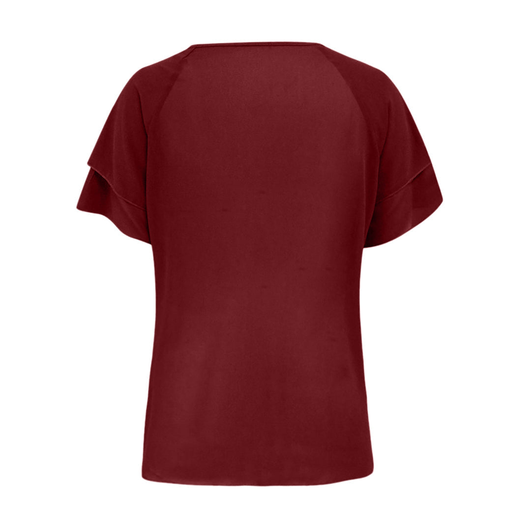 Blouse grande taille femme élégante – T-shirt fluide manches courtes à volants superposés