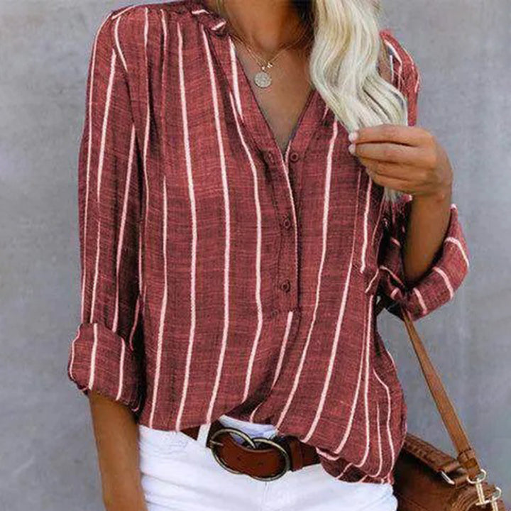 Chemise Femme à Rayures Verticales – Style Décontracté Chic à Manches Longues