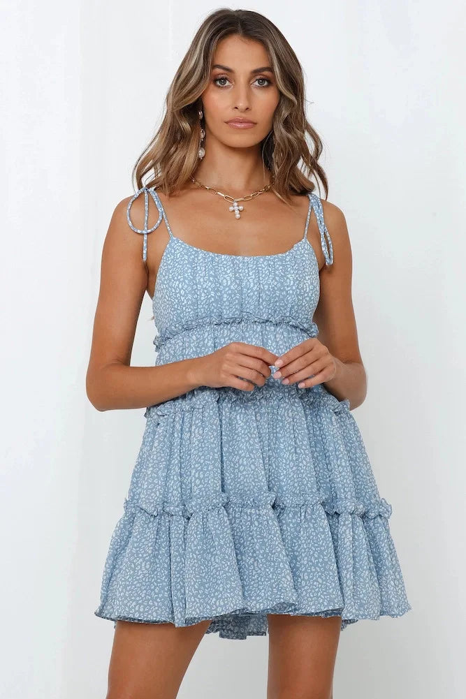 Sydney - Robe courte à volants et bretelles fines pour femme