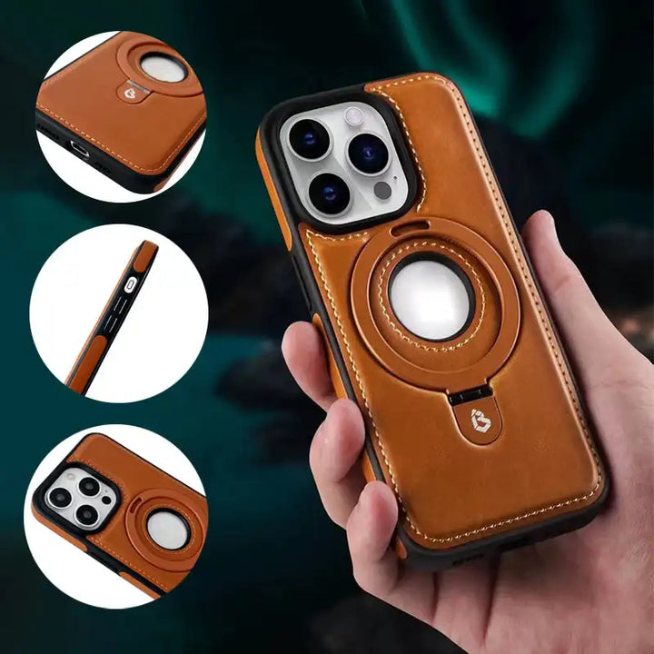 Magnetic case for iPhone with invisible ring holder