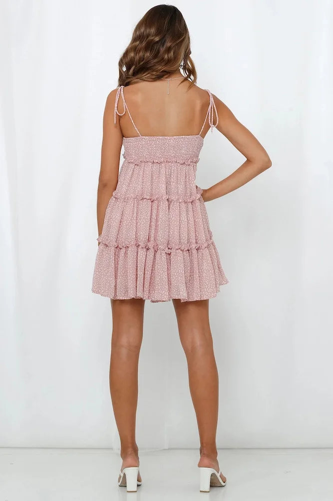 Sydney - Robe courte à volants et bretelles fines pour femme