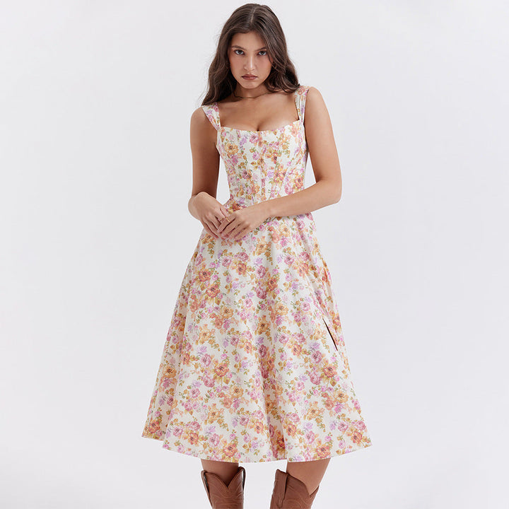 Aurora Vista - Robe corset de printemps d'été à fente haute pour femmes