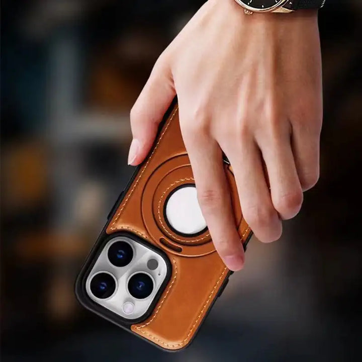 Magnetic case for iPhone with invisible ring holder
