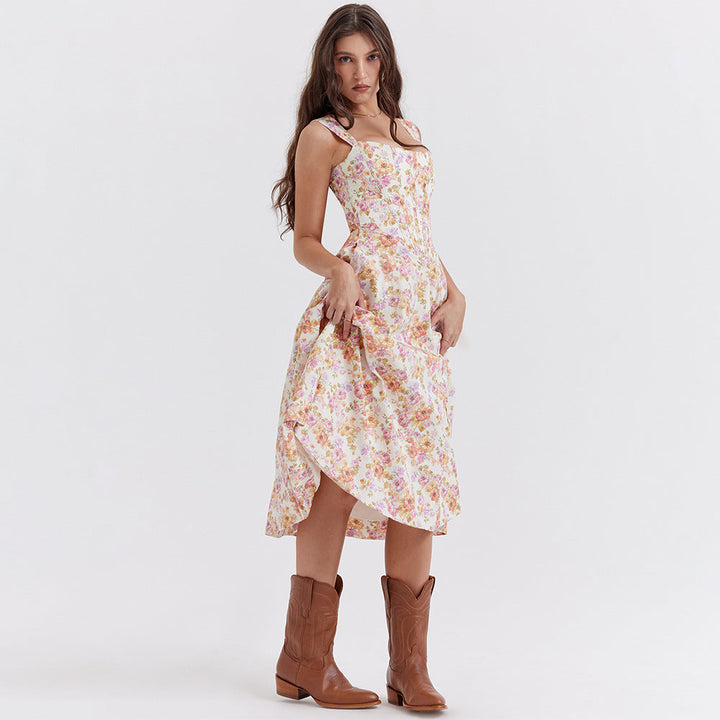 Aurora Vista - Robe corset de printemps d'été à fente haute pour femmes