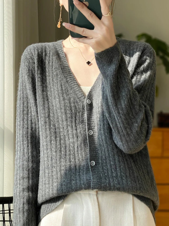 Émilie - Cardigan en Cachemire à Col en V et Pull