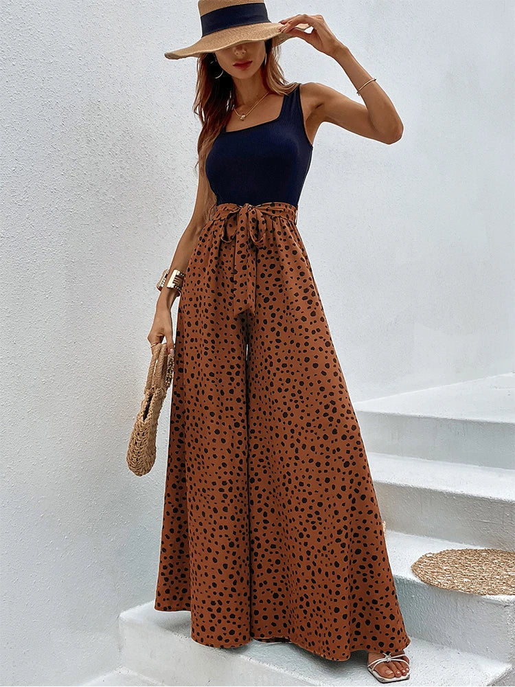Combinaison Pantalon Femme – Bretelles Larges & Coupe Évasée – Style Élégant Décontracté