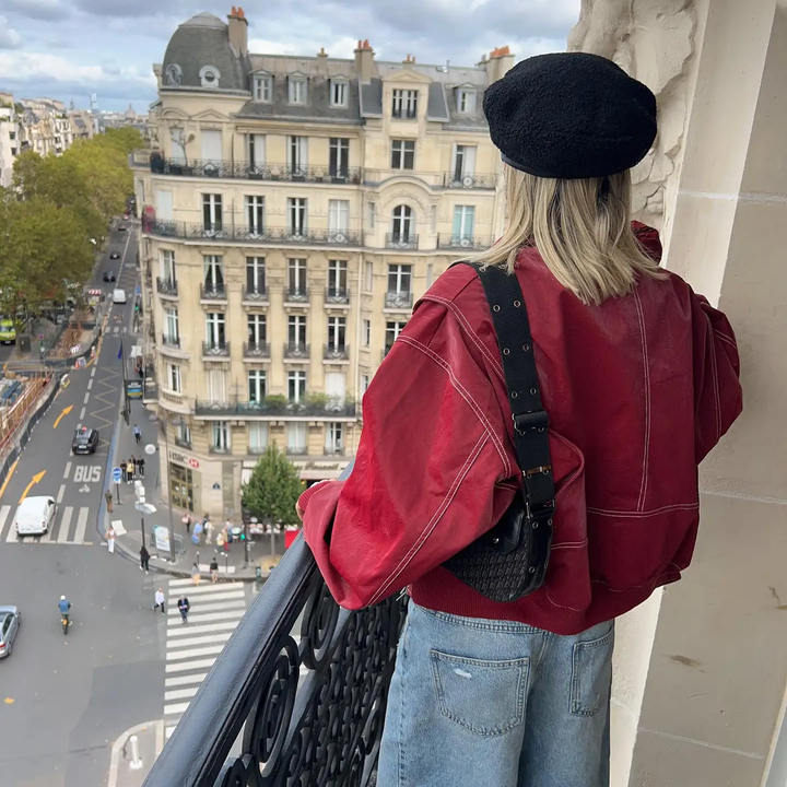 Eugénie - Blouson bomber en cuir, vintage et résistant aux intempéries pour un look intemporel