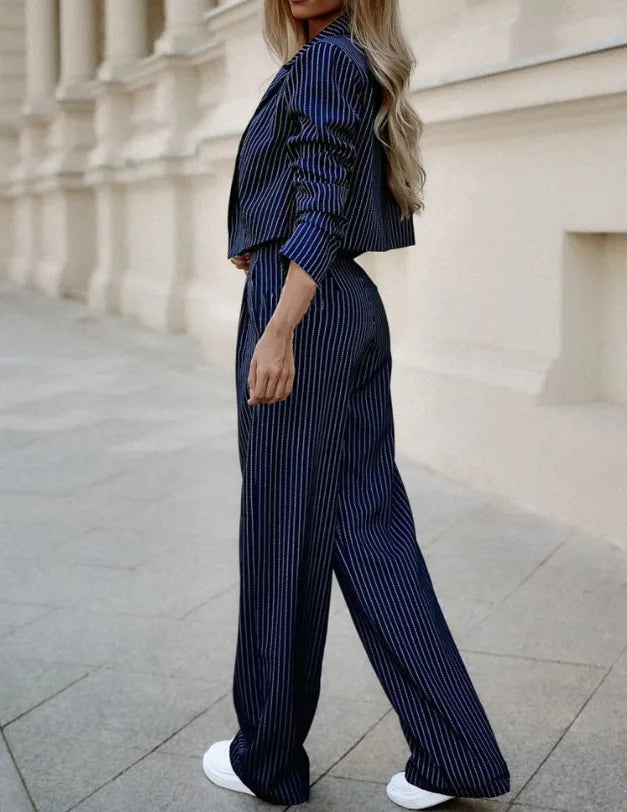 Veste élégant deux pièces pour femme de style vintage et pantalon grand - Larcy