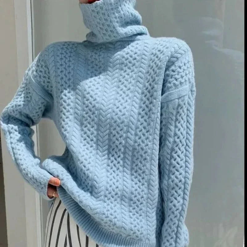 Pull en cachemire élégant et confortable à col roulé pour femme