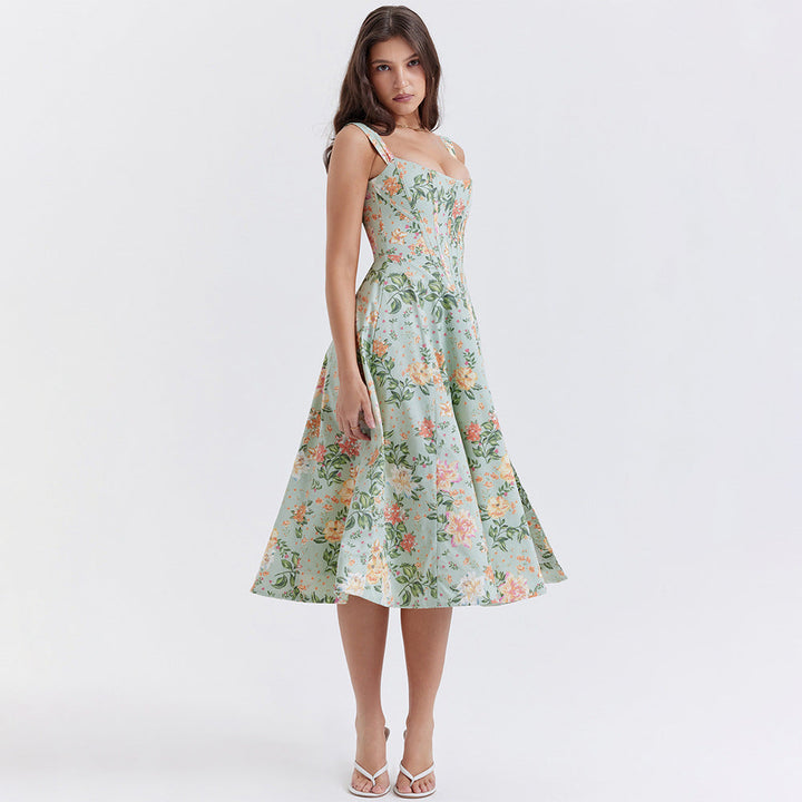 Aurora Vista - Robe corset de printemps d'été à fente haute pour femmes