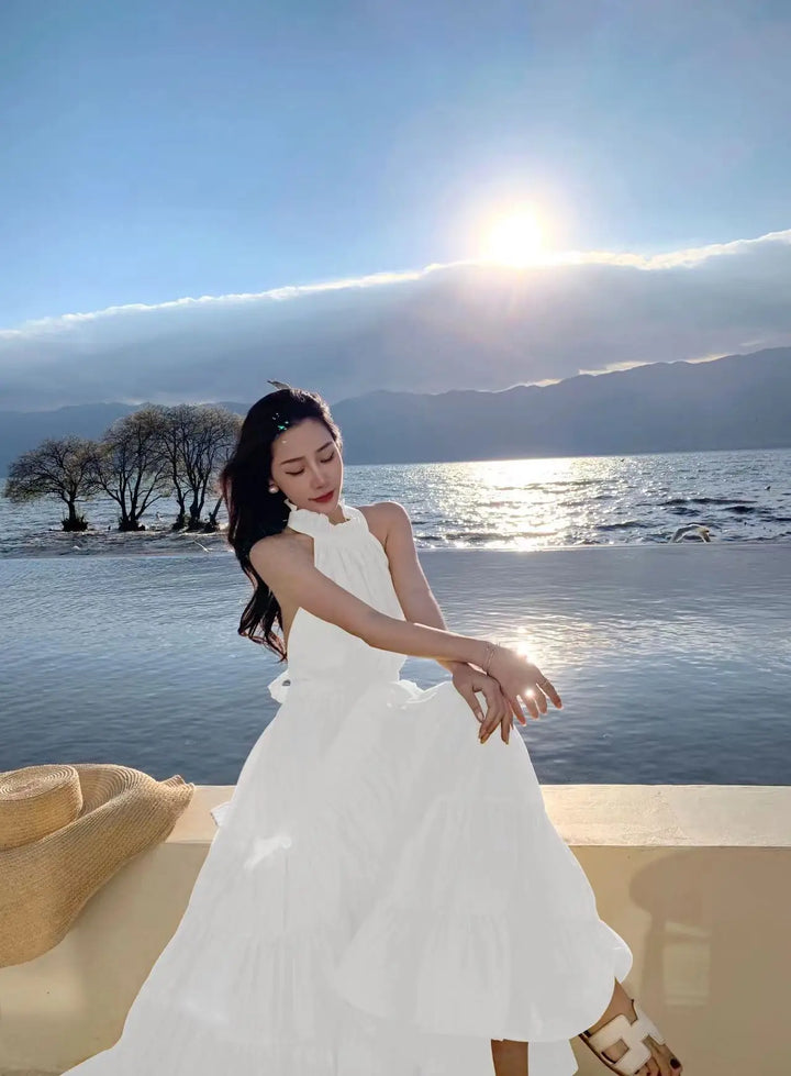 Amandine - Abito lungo estivo bianco per donne