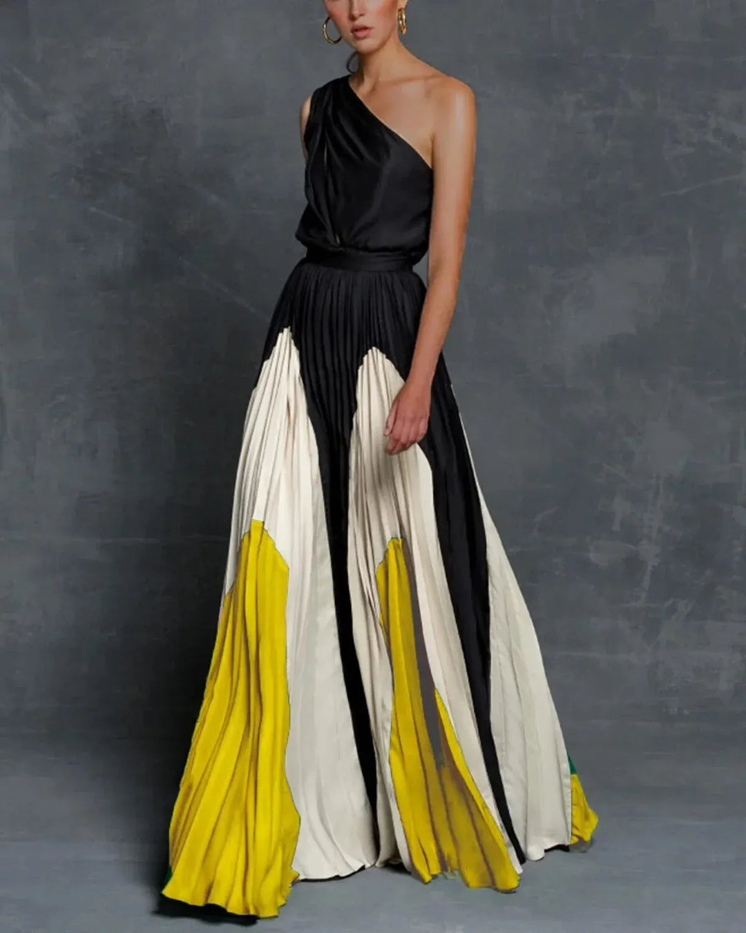 Agata – Elegante Abito Maxi Asimmetrico Monospalla
