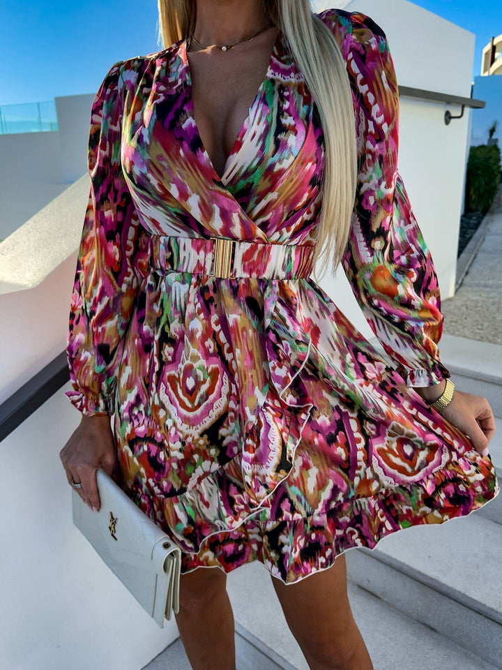 Winnie - Robe élégante à revers pour dames avec imprimé tendance
