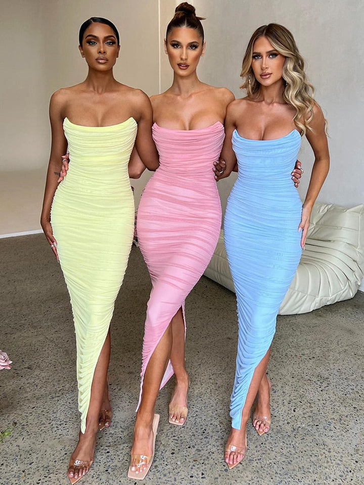 Robe Longue Sans Bretelles Liana - Élégance Estivale