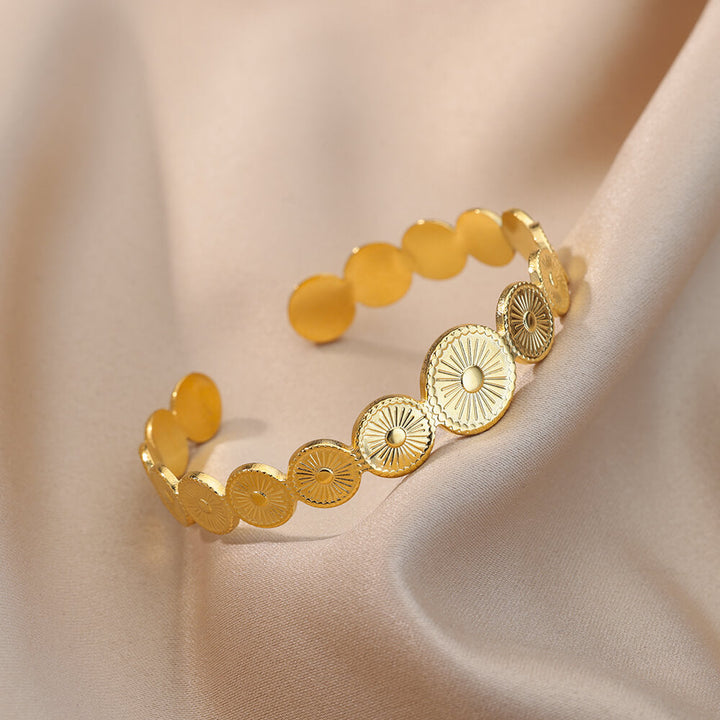 Bracelet en or brillant - Bracelet solaire vintage en acier inoxydable