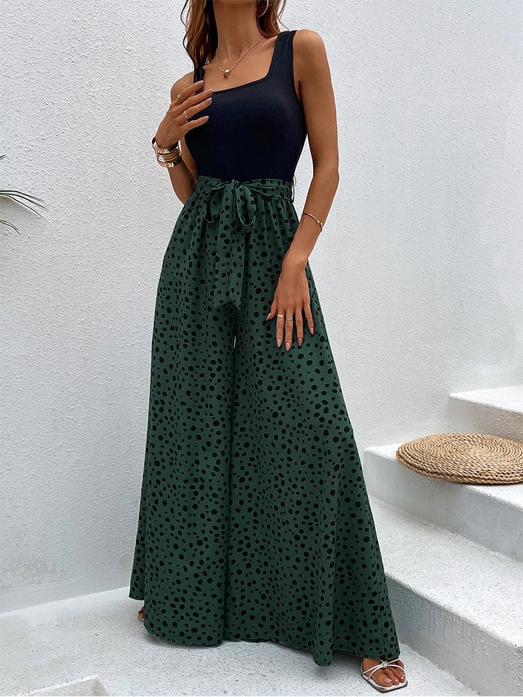 Combinaison Pantalon Femme – Bretelles Larges & Coupe Évasée – Style Élégant Décontracté