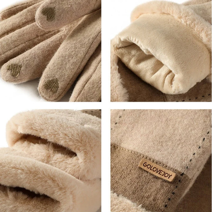 Juliette – Gants élastiques en peluche chaude, doux et pratiques