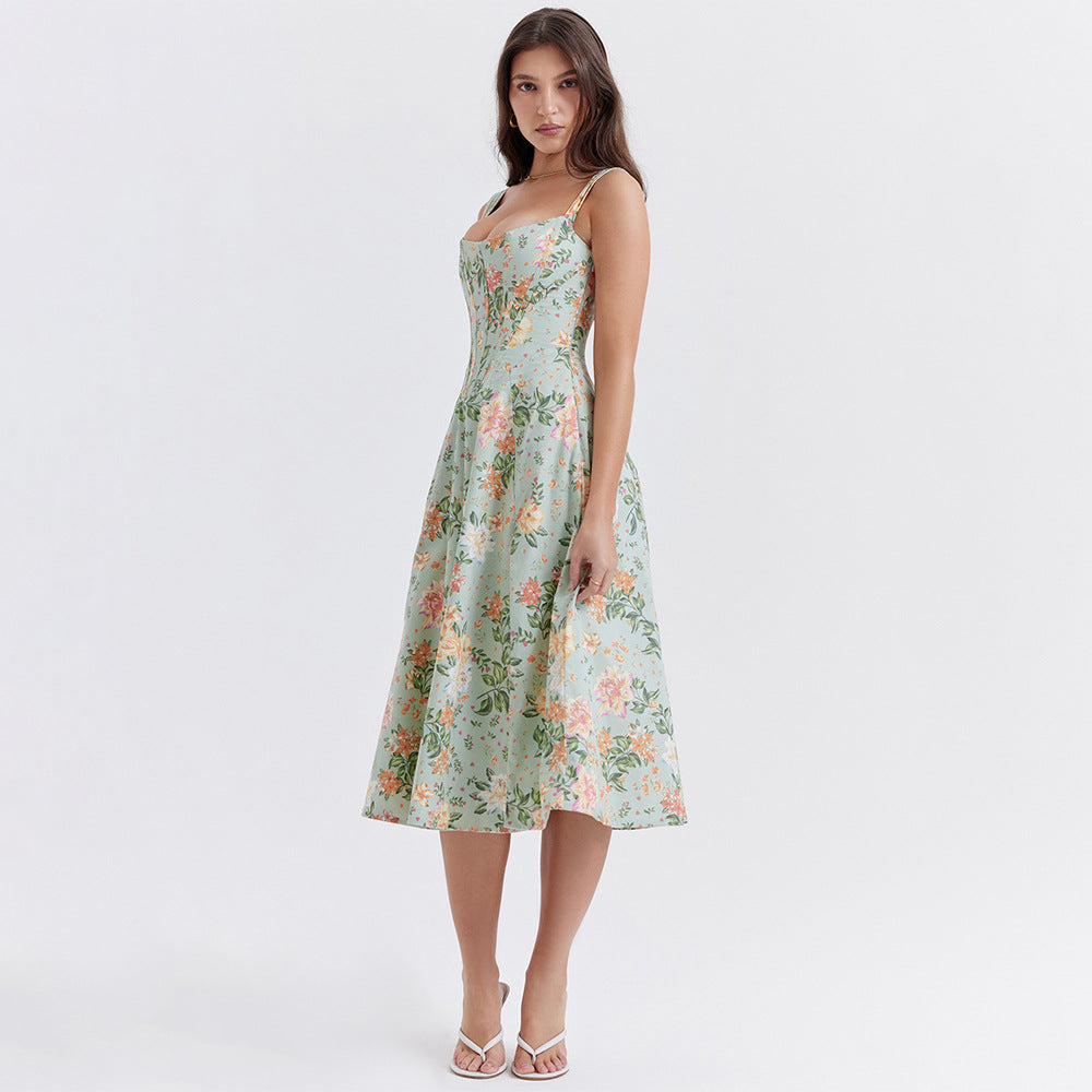 Aurora Vista - Robe corset de printemps d'été à fente haute pour femmes