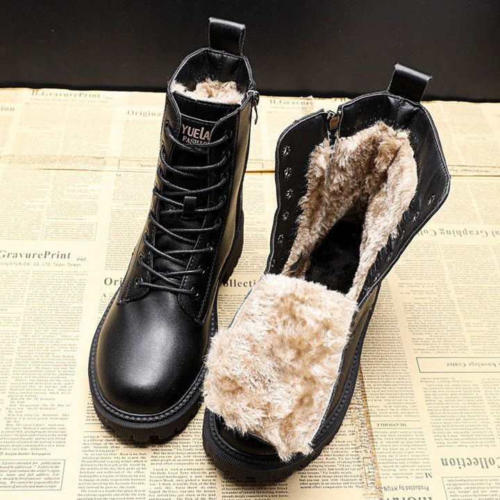 Delphine | Bottes d'hiver en cuir noir