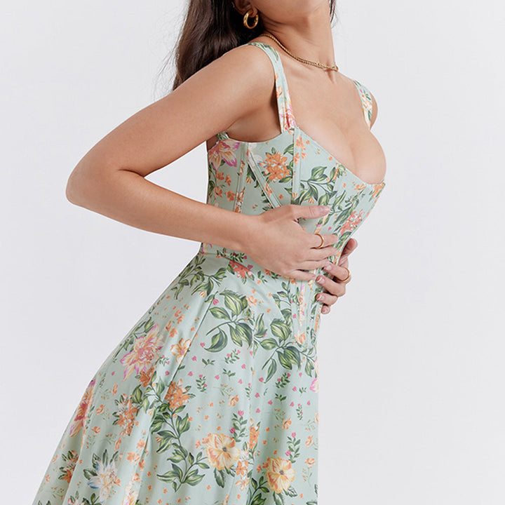 Aurora Vista - Robe corset de printemps d'été à fente haute pour femmes