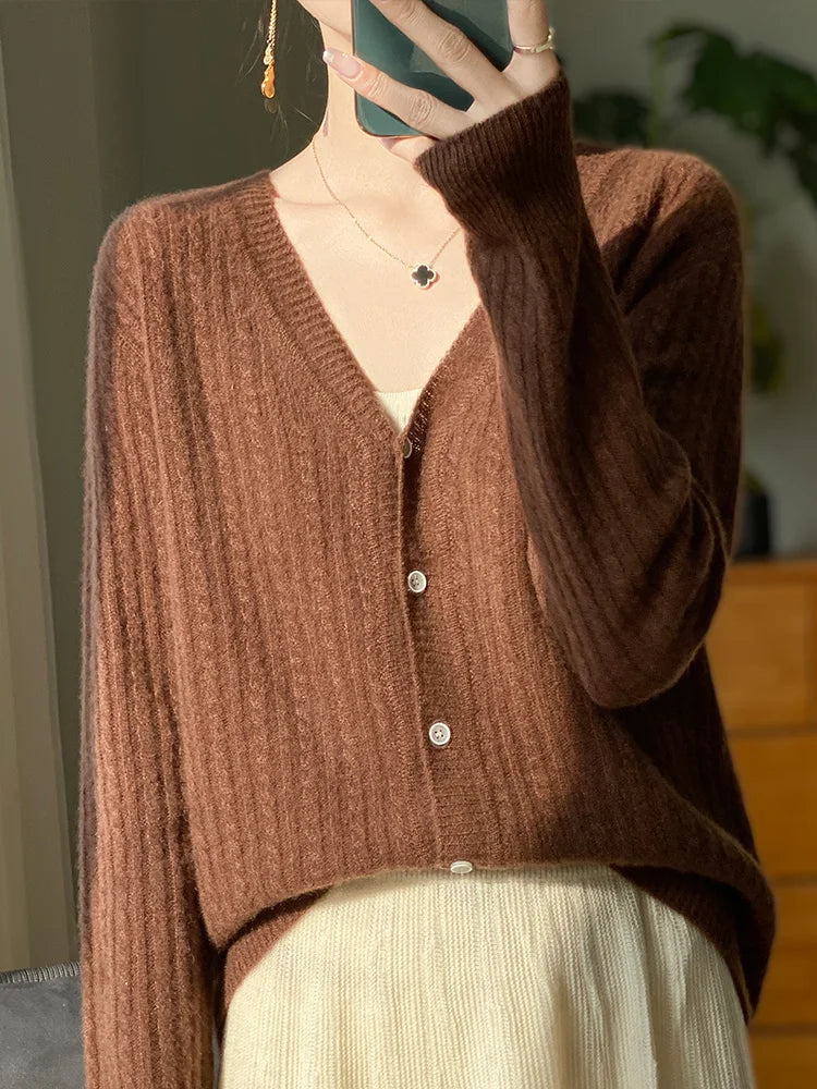 Émilie - Cardigan en Cachemire à Col en V et Pull