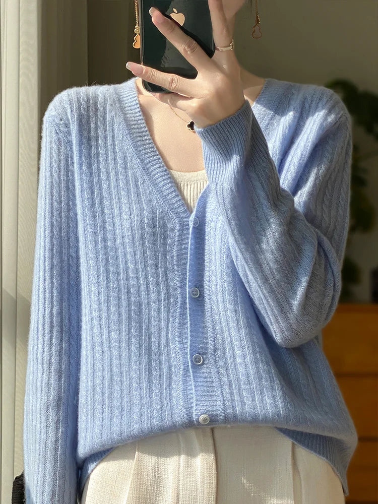 Émilie - Cardigan en Cachemire à Col en V et Pull