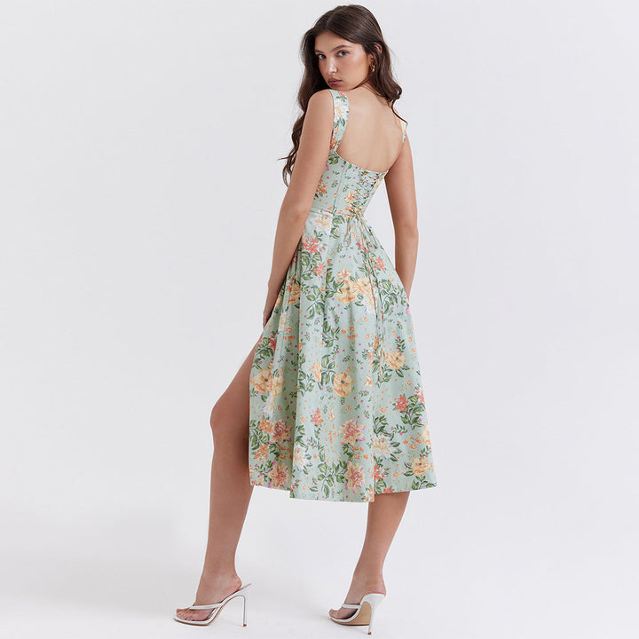 Aurora Vista - Robe corset de printemps d'été à fente haute pour femmes