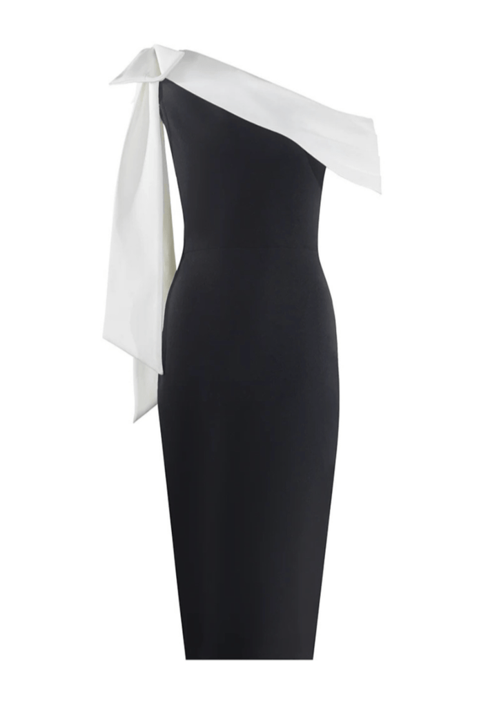 Robe Midi Lyriel One-Shoulder à Nœud Papillon et Fente Latérale