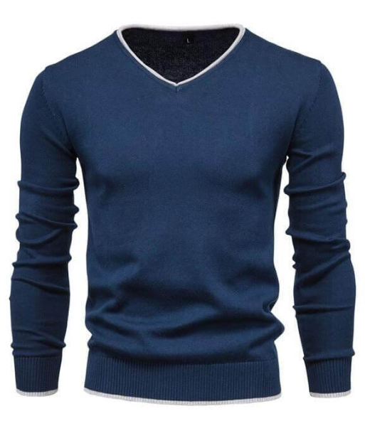 Bastien – Pull slim-fit à col en V en argent sterling