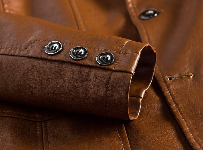 Victor – Giacca in similpelle da uomo con bottoni eleganti e tasche pratiche