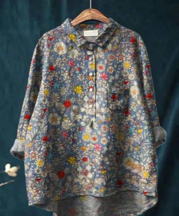 Chemisier élégant en soie à fleurs pour femmes - Confort et sophistication pour toutes les occasions