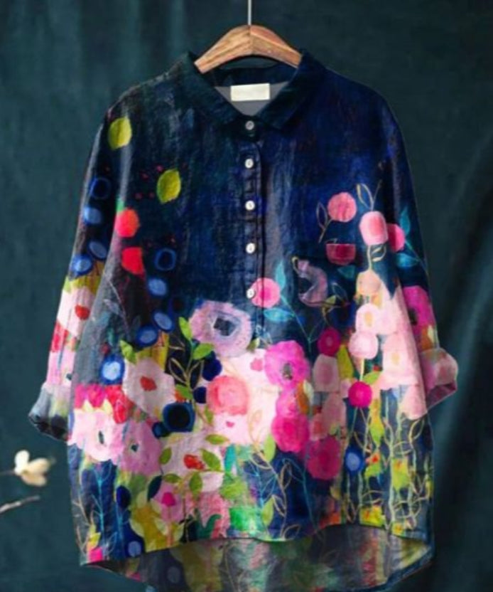 Chemisier élégant en soie à fleurs pour femmes - Confort et sophistication pour toutes les occasions