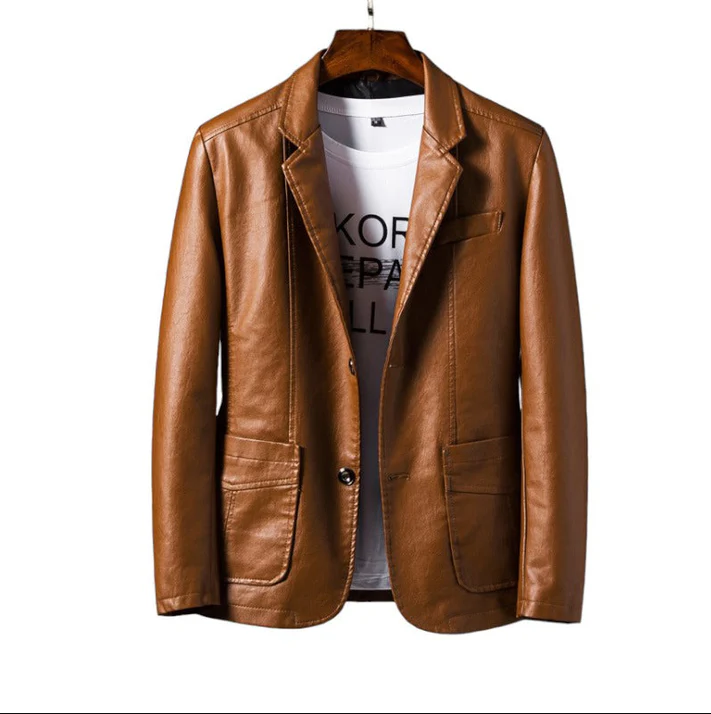 Victor – Giacca in similpelle da uomo con bottoni eleganti e tasche pratiche