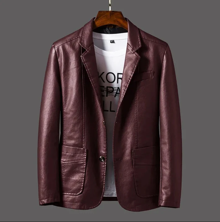 Victor – Giacca in similpelle da uomo con bottoni eleganti e tasche pratiche