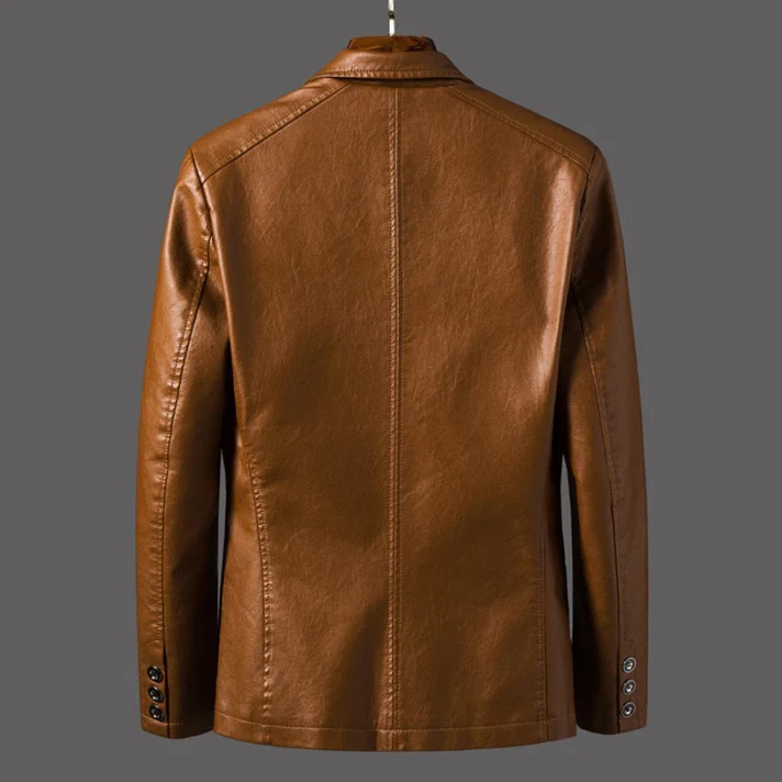 Victor – Giacca in similpelle da uomo con bottoni eleganti e tasche pratiche