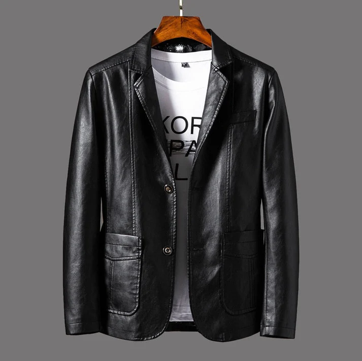 Victor – Giacca in similpelle da uomo con bottoni eleganti e tasche pratiche