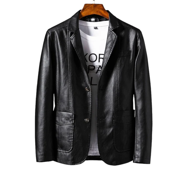 Victor – Giacca in similpelle da uomo con bottoni eleganti e tasche pratiche