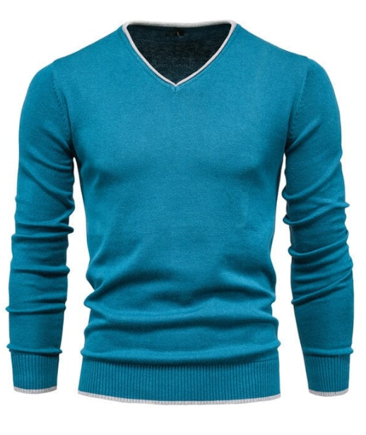 Bastien – Pull slim-fit à col en V en argent sterling