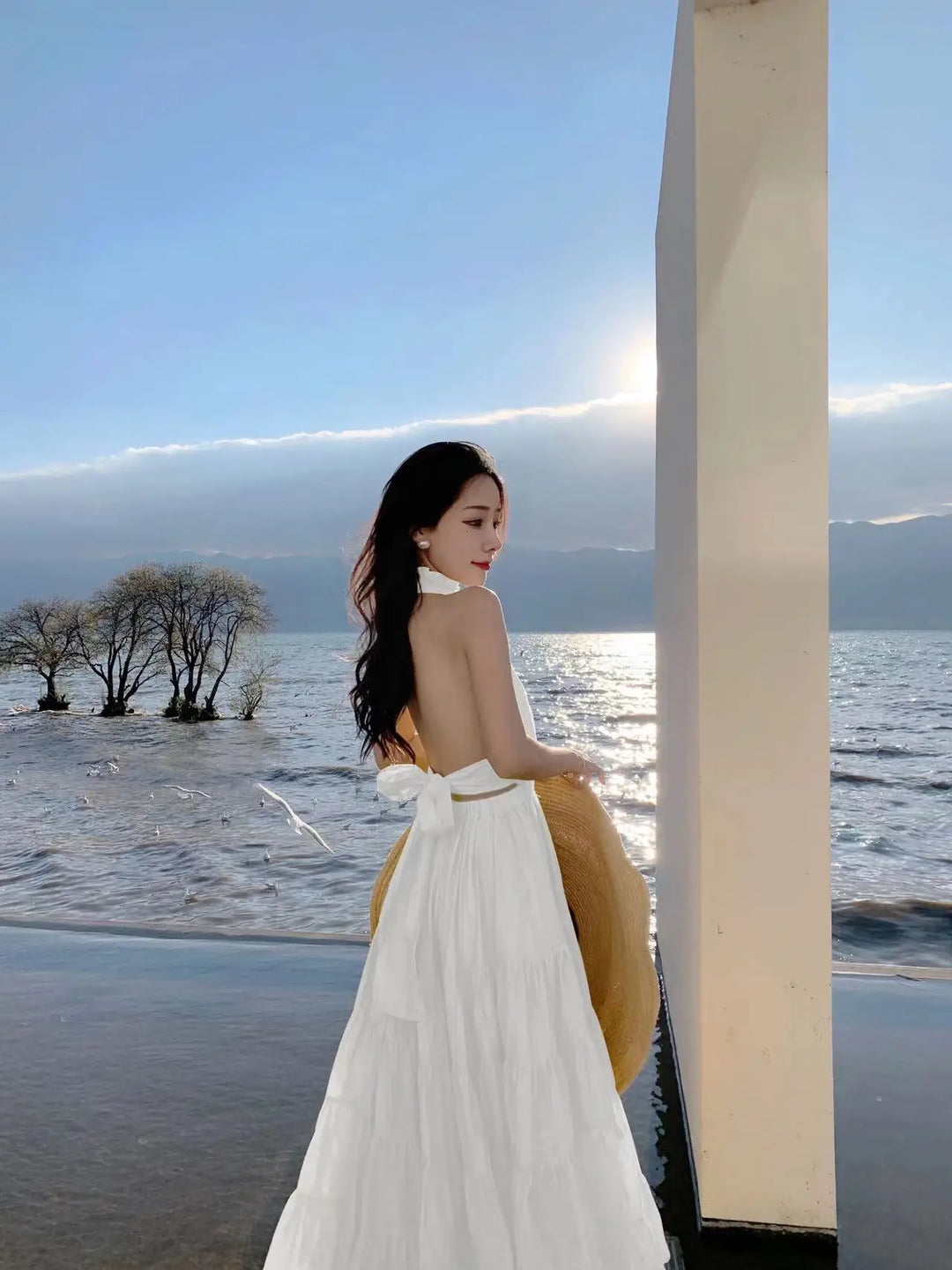 Amandine - Abito lungo estivo bianco per donne