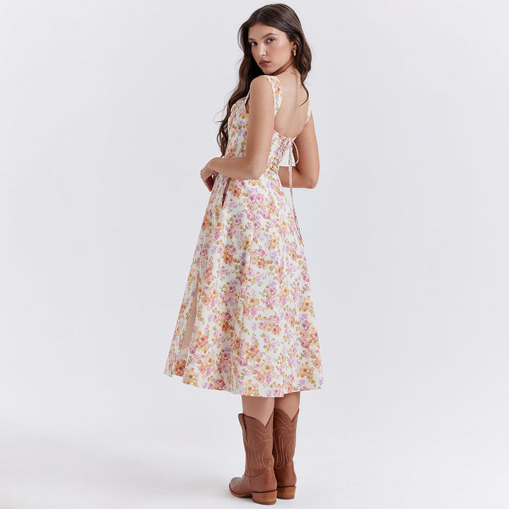 Aurora Vista - Robe corset de printemps d'été à fente haute pour femmes