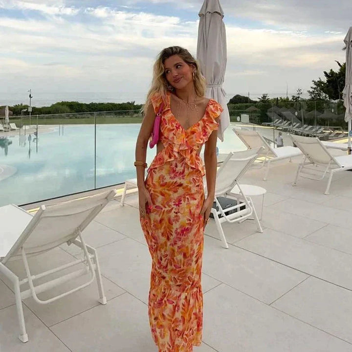 Granya | Vestito stampato con volant
