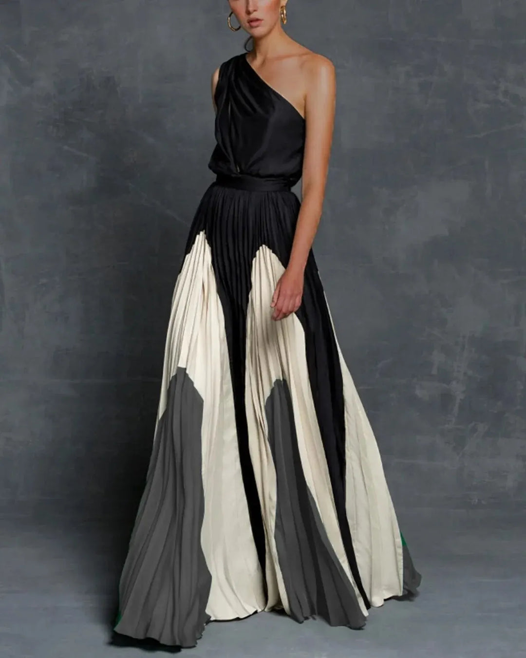 Agata – Elegante Abito Maxi Asimmetrico Monospalla