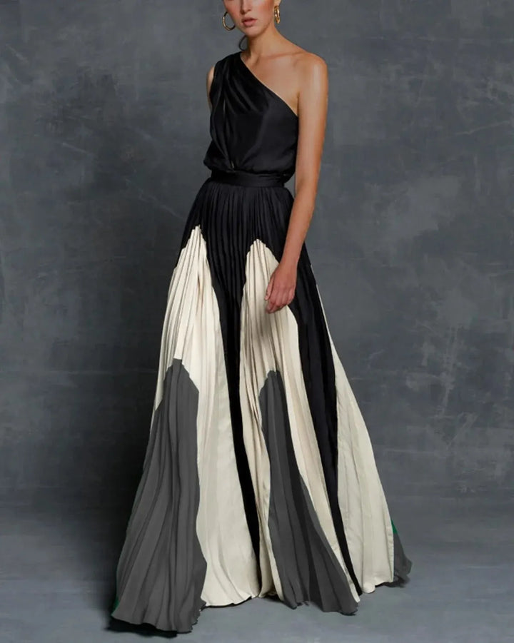 Agata – Elegante Abito Maxi Asimmetrico Monospalla