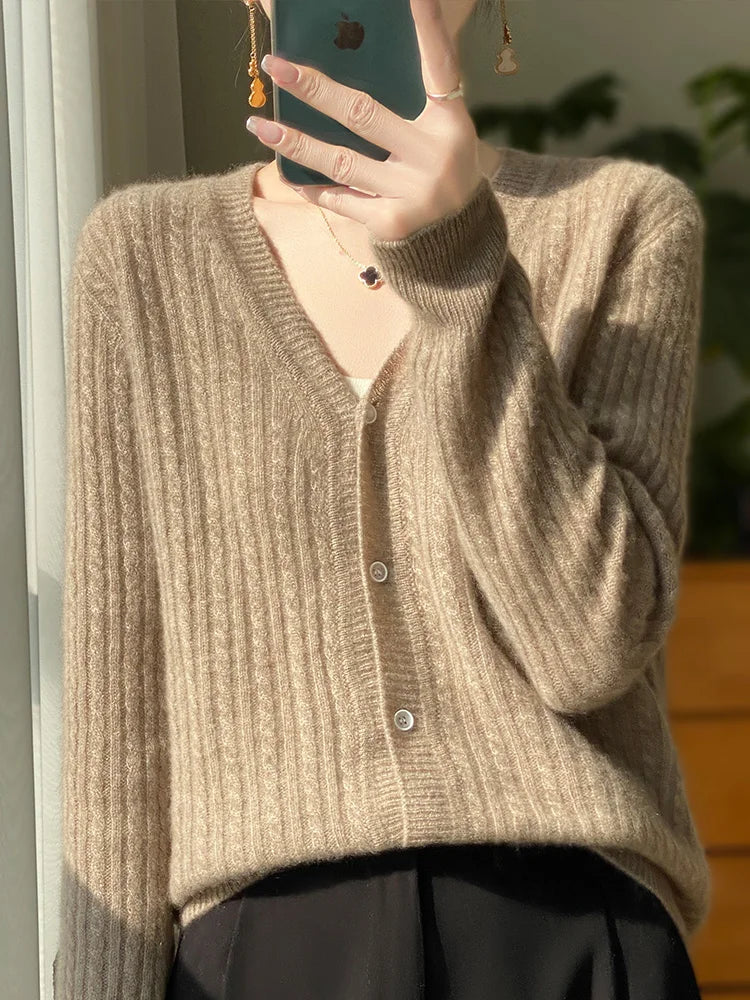 Émilie - Cardigan en Cachemire à Col en V et Pull